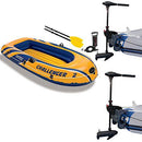 Intex Challenger 2 Inflatable Raft Set & 2 Transom Mount 8 Speed Trolling Motors