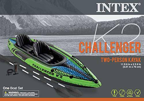 Intex Challenger K2 2-Person Inflatable Sporty Kayak + Oars And Pump (2 Pack)