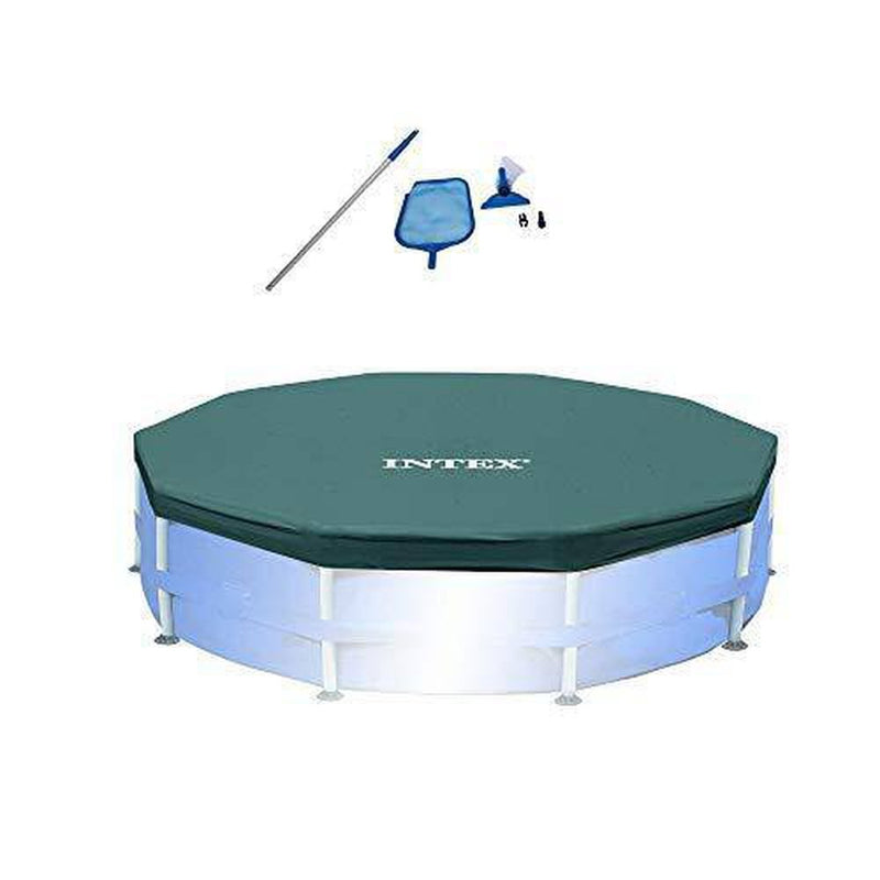 Intex Cleaning Maintenance Swimming Pool Kit & 15' Above Ground Pool Cover