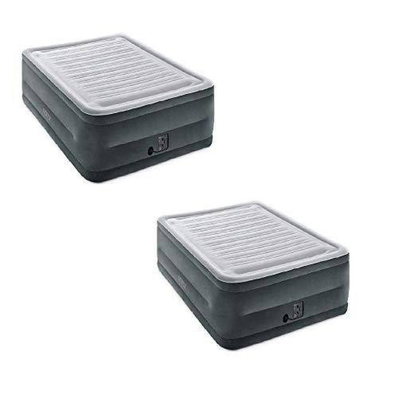 Intex Comfort High Rise Dura Beam Air Mattress w/ Built-In Pump, Queen (2 Pack)