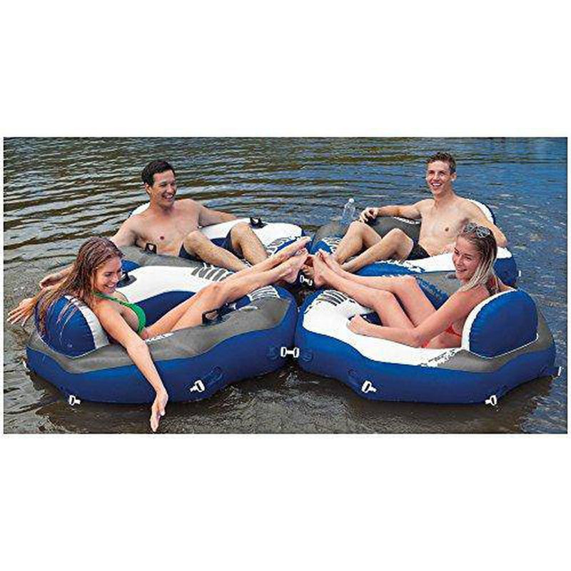 Intex Connect Lounge 1 Person Floating Tube (2 Pack) & Inflatable Tube (2 Pack)