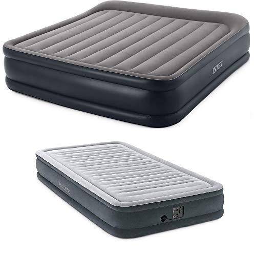 Intex Deluxe Inflatable Air Bed, King & Intex Air Bed, Twin w/ Built in Pumps