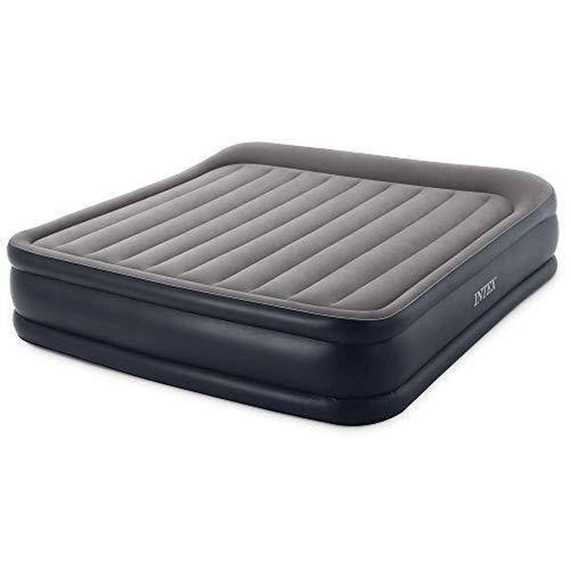 Intex Dura-Beam 16.5 Inch Deluxe Elevated Inflatable Pillow Rest Air Mattress Bed with Built-in Internal Pump, King