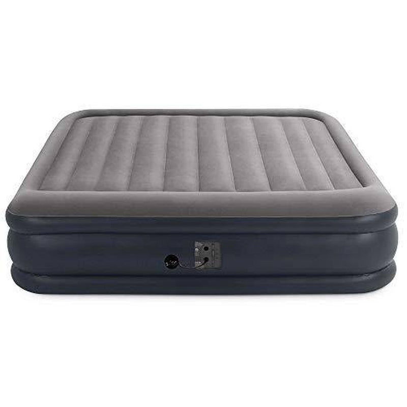 Intex Dura-Beam 16.5 Inch Deluxe Elevated Inflatable Pillow Rest Air Mattress Bed with Built-in Internal Pump, King