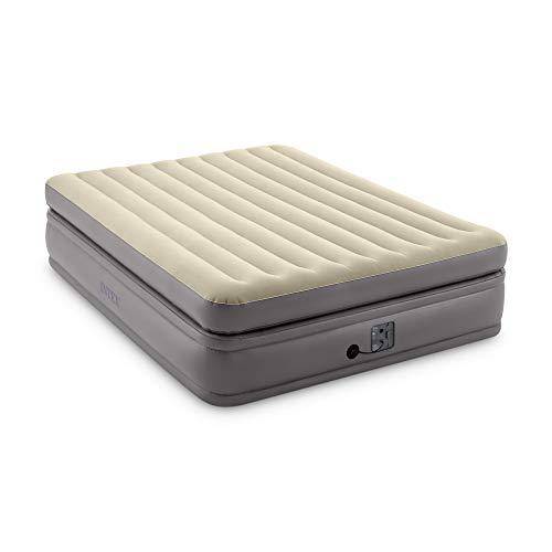 Intex Dura Beam Plus Prime Comfort Fiber-Tech Elevated Technology Home Air Mattress Bed with Electric Built-In Pump, Queen