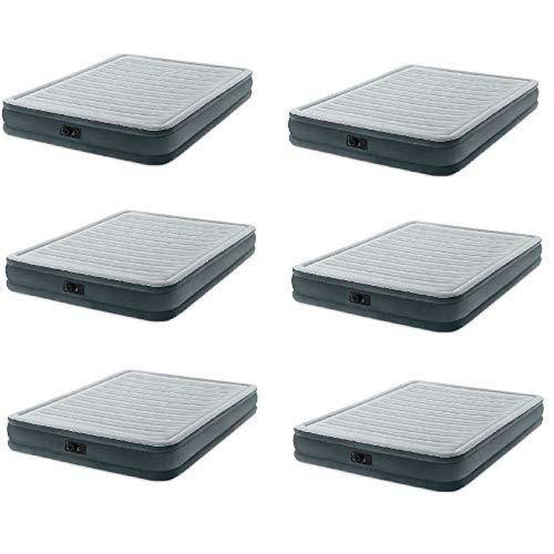 Intex Dura-Beam Series Mid Rise Airbed w/Built In Electric Pump, Queen (6 Pack)