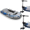 Intex Excursion 4 Inflatable Raft Set w/ 2 Transom Mount 8 Speed Trolling Motors