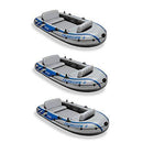 Intex Excursion Inflatable Rafting Fishing 4 Person Boat w/Oars & Pump (3 Pack)