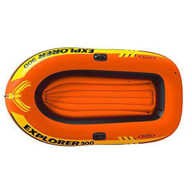 Intex Explorer 300, 3-Person Inflatable Boat Set with French Oars and High Output Air-Pump