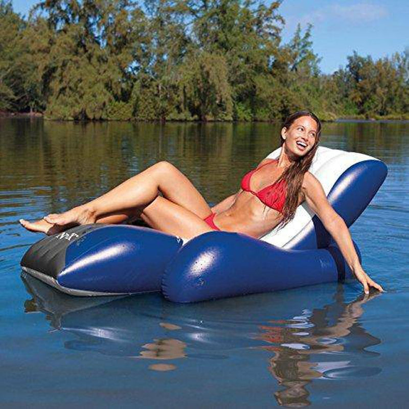 Intex French Mattress Float (2 Pack) and Pool Recliner with Cup Holders (2 Pack)