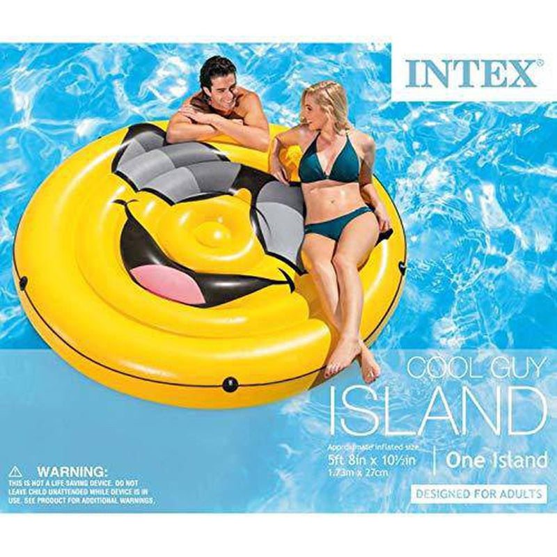 Intex Giant Inflatable Emoji Cool Guy Island Lounger Ride On Pool Float (6 Pack)