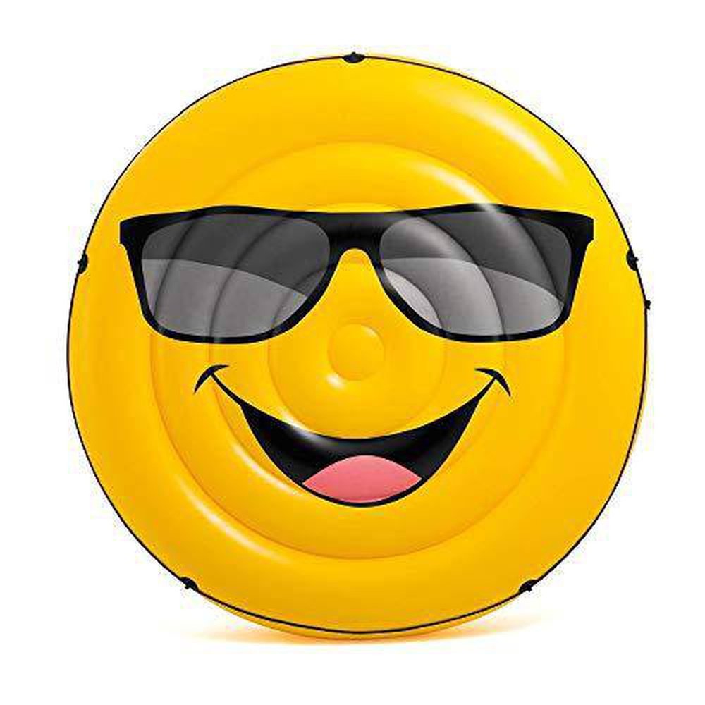 Intex Giant Inflatable Emoji Cool Guy Island Lounger Ride On Pool Floa