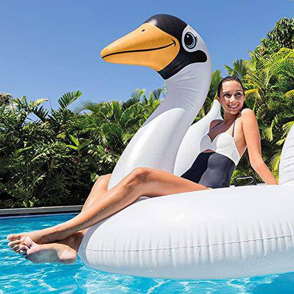 White Swans Inflatables Intex Giant White Mega Swan Inflatable Swimming Pool Toy Float Ride On