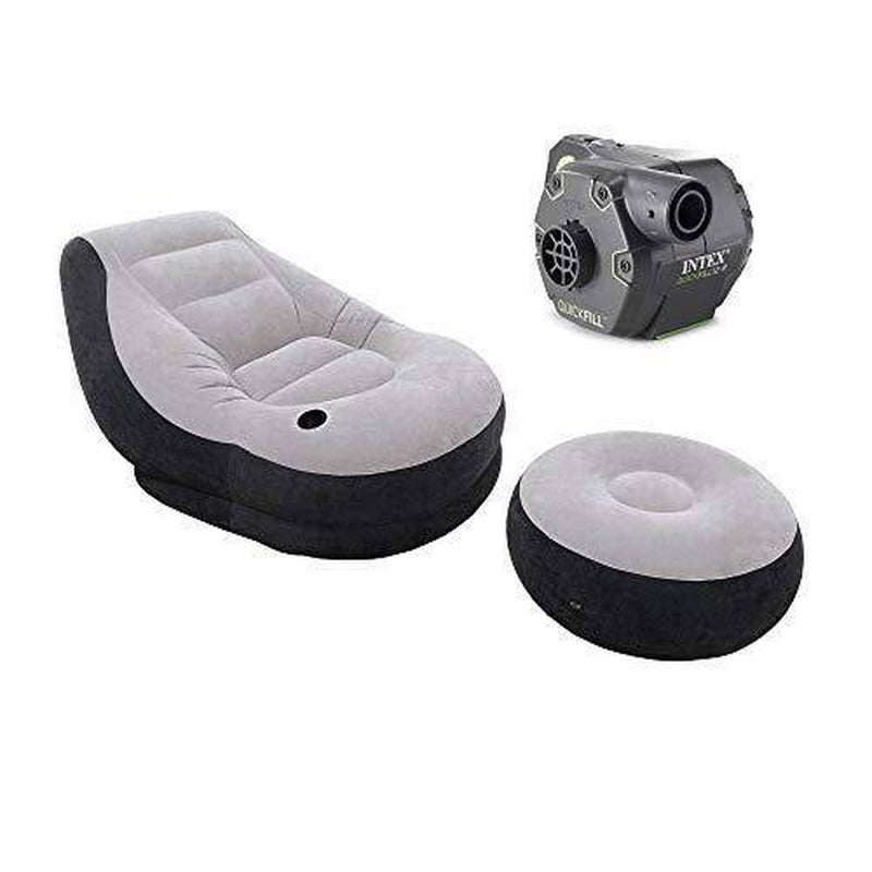 Intex Inflatable Lounge Chair With Ottoman and Intex Electric Inflatable Pump