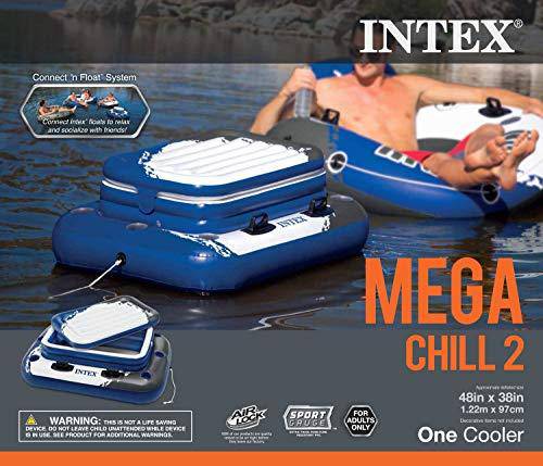 Intex Inflatable Mega Chill II 72 Can Cooler Float + River Run Tube (4 Pack)