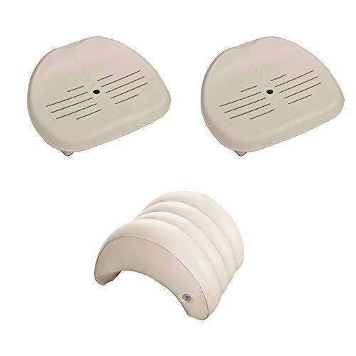 Intex Inflatable Slip Resistant Spa Seat (2 Pack) & Inflatable Headrest Pillow