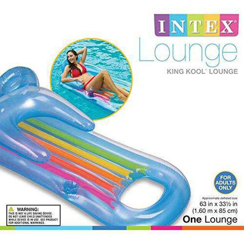 Intex King Kool Lounge Floating Swimming Pool Lounger with Cupholder (16 Pack)