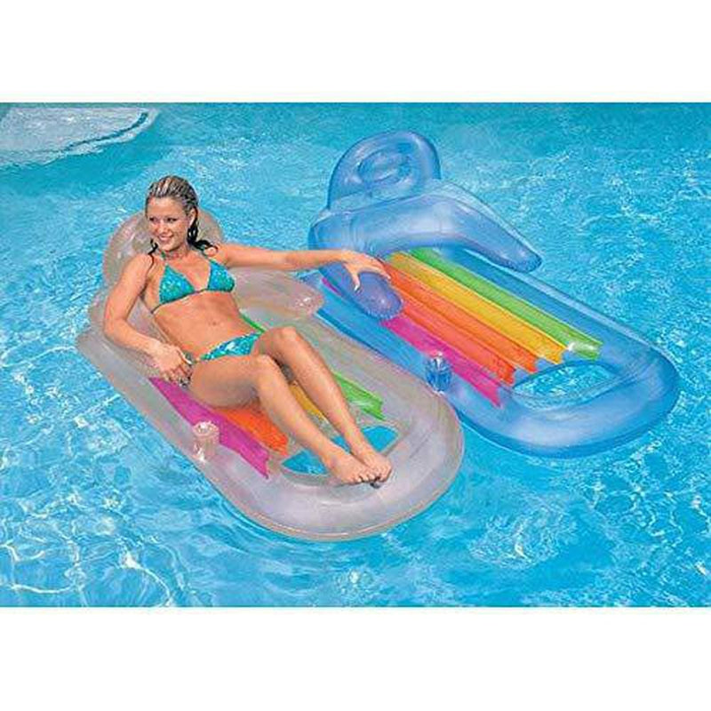 Intex King Kool Lounge Floating Swimming Pool Lounger with Cupholder (16 Pack)