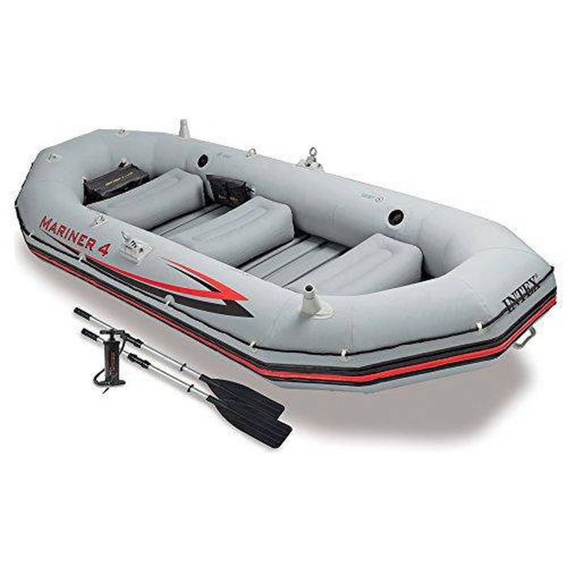 Intex Mariner 4, 4-Person Inflatable Boat Set with Aluminum Oars and High Output Air-Pump (Latest Model)