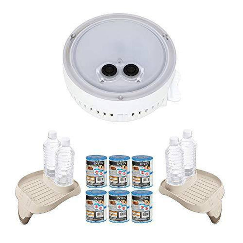 Intex Multi-Colored Spa Light & Cup Holder 2-Pack & Type S1 Pool Filters 6 Pack