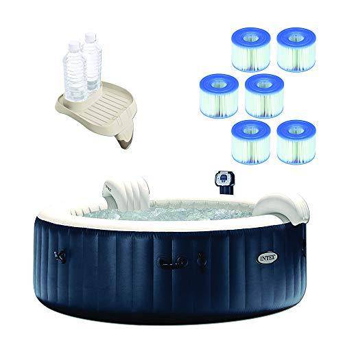 Intex Portable 6 Person Inflatable Spa, Cup Holder, Filter Cartridges (6 Pack)