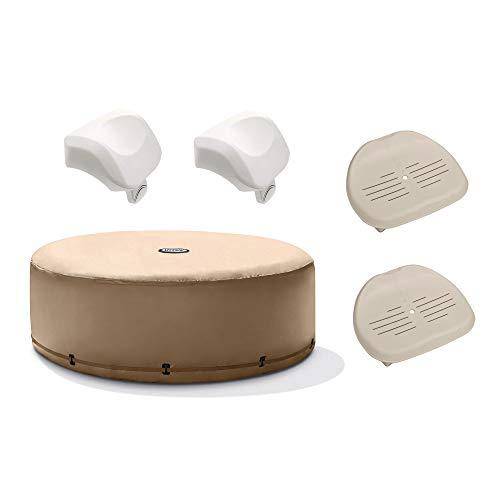 Intex PureSpa Hot Tub Cover w/Foam Headrest (2 Pack) & Removable Seat (2 Pack)