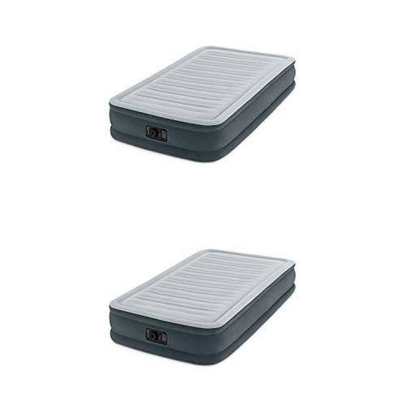 Intex PVC Dura-Beam Series Mid Rise Airbed Matress with Built in Electric Pump, Twin (2 Pack)