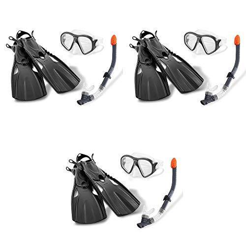 Intex Reef Rider Swim Diving Goggle Mask Snorkeling Set, 14 to Adult (3 Pack)