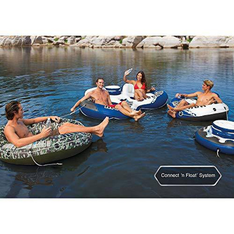 Intex River Run 1 Person Floating Tube (4 Pack) and 12 Volt Electric Air Pump