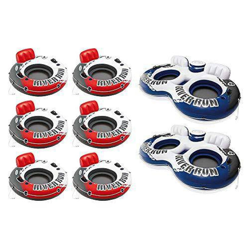 Intex River Run 1 Red Inflatable Tube (6 Pack) + 2-Person River Float (2 Pack)