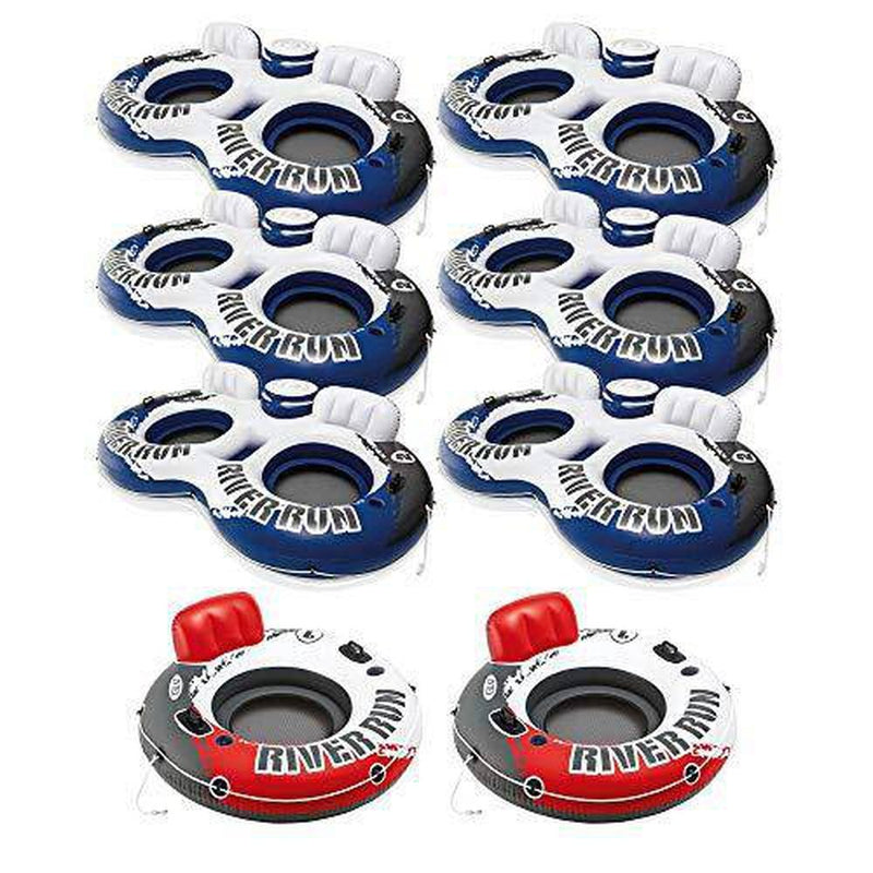 Intex River Run 2 Inflatable 2 Person River Float (6 Pack) + Single Tube (Pair)