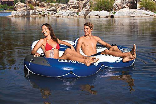 Intex River Run II Inflatable 2 Person Pool Tube Float (2 Pack) w/Cooler Floats