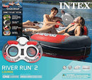 Intex River Run Inflatable 2 Person Pool Tube Float Raft Water Lounger with Attached Cooler and Repair Kit