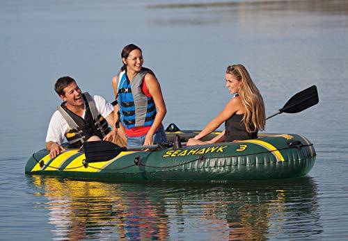 Intex Seahawk 3 Person Inflatable Boat Set with Aluminum Oars & Pump (3 Pack)