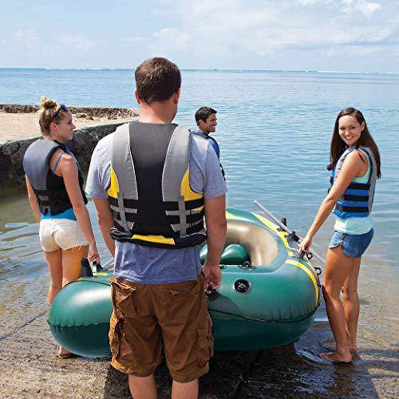 Intex Seahawk 4 Inflatable 4 Person Boat Raft Set with Oars & Air Pump (2 Pack)