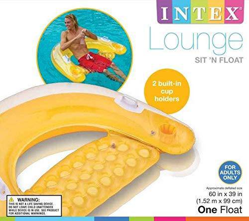 Intex Sit N Float Inflatable Lounge, 60" X 39", 1 Pack (Colors May Vary)
