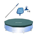 Intex Swimming Pool Maintenance Kit with Vacuum and Pole & 10’ Round Pool Cover