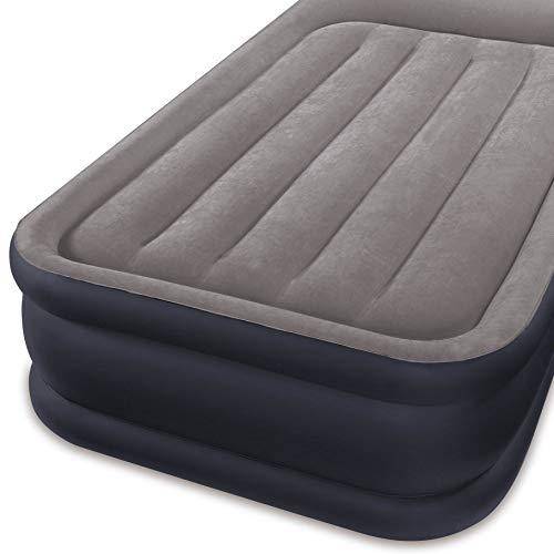 Intex Twin Sized Deluxe Pillow Rest Airbed with Fiber-Tech BIP, Gray (4 Pack)
