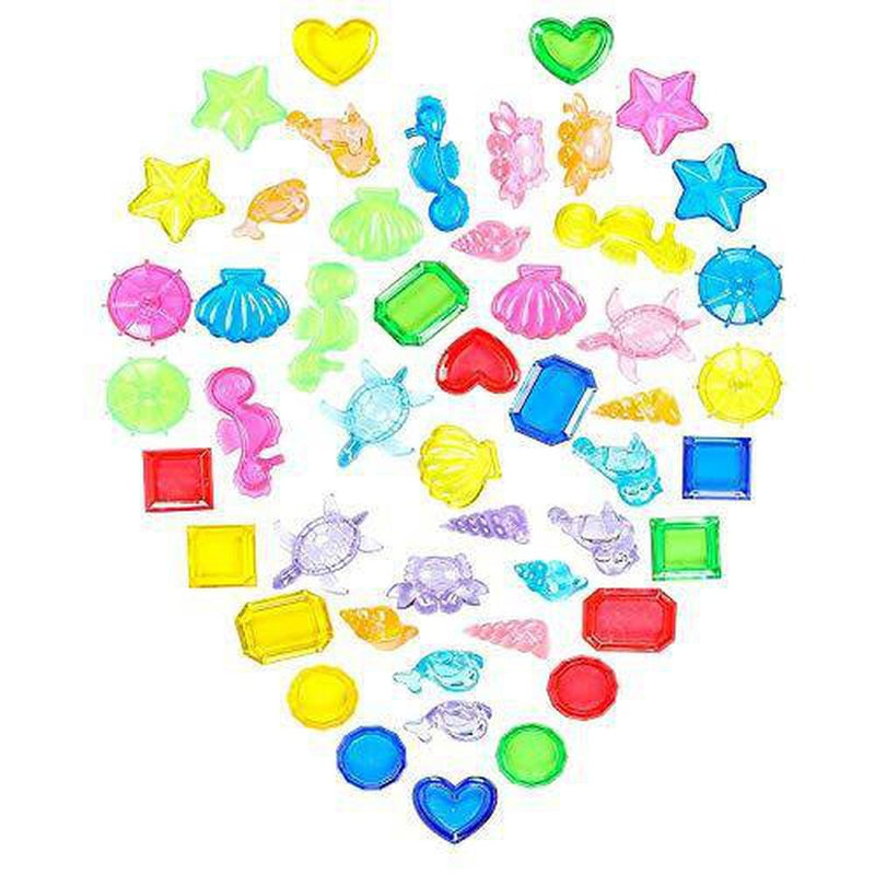 Jasis Woo 56 Pcs Diving Toy Set Sinking Pool Toy Summer Underwater Swimming Colorful Plastic Diving Training Gems Toys for Summer Fun Pool Play Party Favors