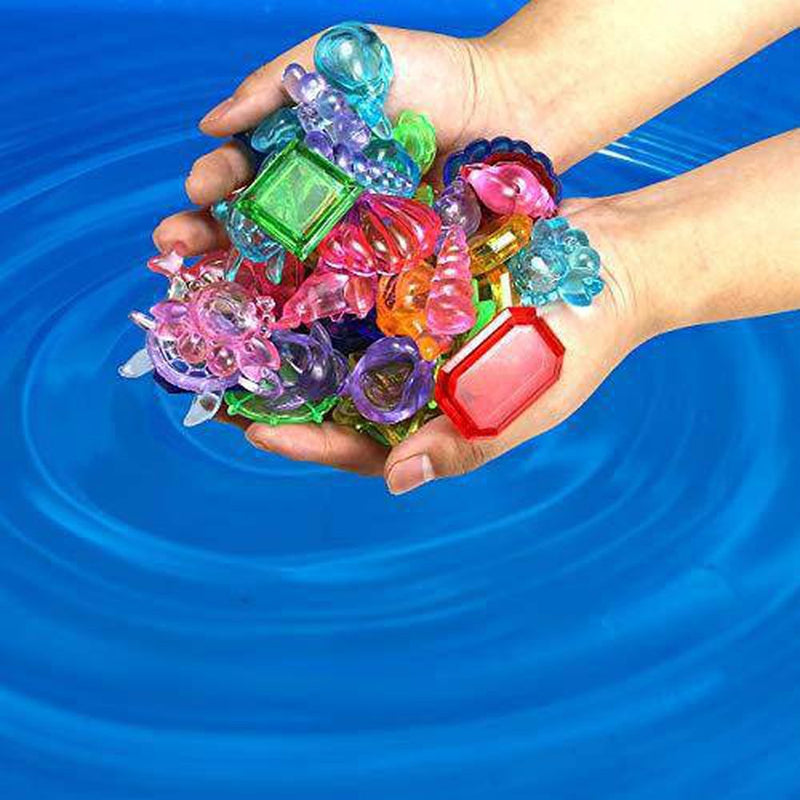 Jasis Woo 56 Pcs Diving Toy Set Sinking Pool Toy Summer Underwater Swimming Colorful Plastic Diving Training Gems Toys for Summer Fun Pool Play Party Favors