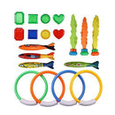 JAYSSS Diving Game Toys Set Swimming Pool Throwing Toy Dive Swim Rings Circle Underwater Kids Summer Gift Beach Pool Accessories (19 PCS a Set)
