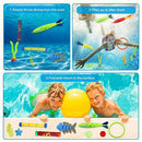 Jesdoo 33 PCS Diving Pool Toys,Jumbo Set with Storage Bag,Fun Swimming Pool Training Toy 4 Rings,2 Diving Sticks,2 Diving Soft Stick,2 Fish Bone,4 Toypedo Bandits,3 Seaweed,16 Pirate Treasures