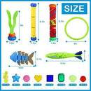 Jesdoo 33 PCS Diving Pool Toys,Jumbo Set with Storage Bag,Fun Swimming Pool Training Toy 4 Rings,2 Diving Sticks,2 Diving Soft Stick,2 Fish Bone,4 Toypedo Bandits,3 Seaweed,16 Pirate Treasures