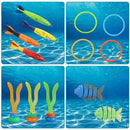 Jesdoo 33 PCS Diving Pool Toys,Jumbo Set with Storage Bag,Fun Swimming Pool Training Toy 4 Rings,2 Diving Sticks,2 Diving Soft Stick,2 Fish Bone,4 Toypedo Bandits,3 Seaweed,16 Pirate Treasures
