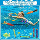 Jesdoo 33 PCS Diving Pool Toys,Jumbo Set with Storage Bag,Fun Swimming Pool Training Toy 4 Rings,2 Diving Sticks,2 Diving Soft Stick,2 Fish Bone,4 Toypedo Bandits,3 Seaweed,16 Pirate Treasures