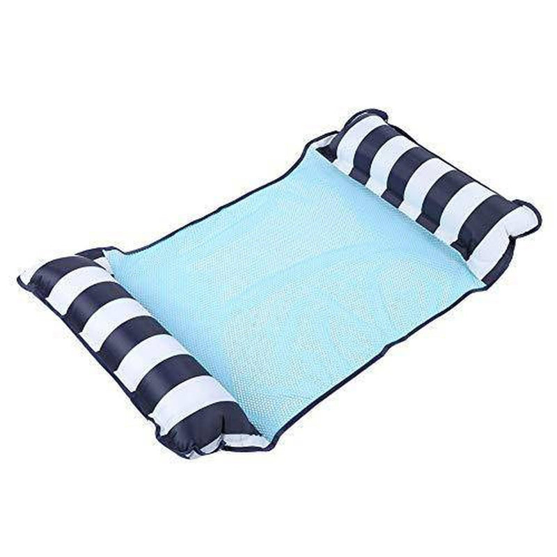 Jinyank Foldable Dual- Purpose Floating Bed Water Deck Chair Sofa Hammock with Mesh Swimming Pool Supply ( Navy Blue )