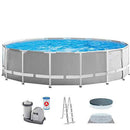 JOYGOOD Inflatable Pools Adult Pipe Rack Paddling Pool Large Family Children Bracket Swimming Pool Thickening Party Water Park (Color : Gray, Size : 15FT)