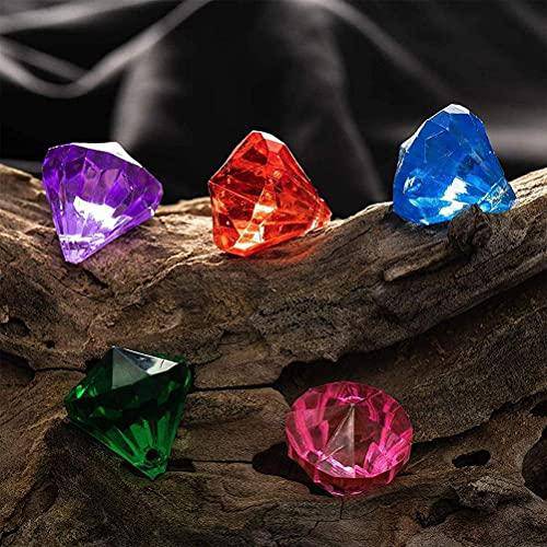 KLEOAD 10PCS Diving Gem Pool Toy with Transparent Treasure Pirate Box,Colorful Diamond Acrylic Gems Summer Swimming Gem Diving Toys Set for Pool Use Treasures Gift