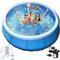 KNWSHT 10'x30 Quick Set Above Ground Pool Family Round Inflatable Swimming with Inflatable Pump and Filter Pump for Outdoor Yard Garden