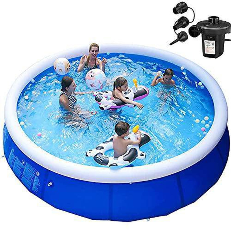 KNWSHT Inflatable Swimming Pool Above Ground, Easy Set Blow Up Pools with Air Pump for Kids, Adults, Family, Outdoor, Garden and Backyard